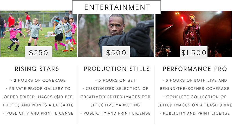 Entertainment Photography Rates