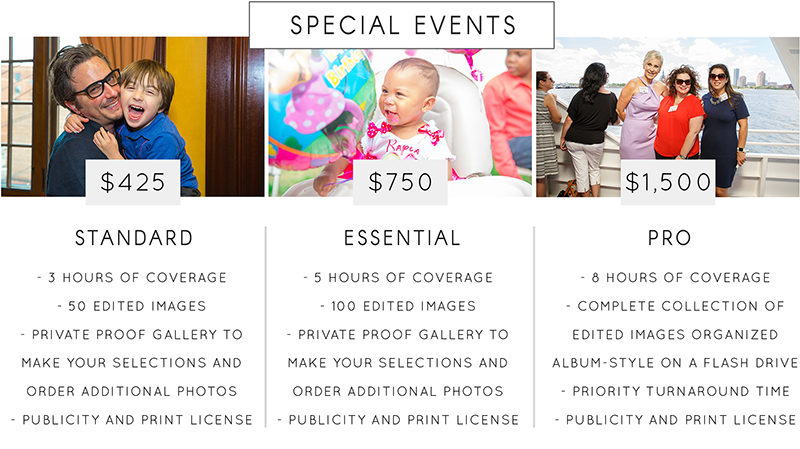 Family and Special Event Photography Rates